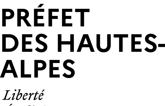 Logo duPréf des Hautes-Alpes avec la Marianne de profil sur drapeau bleu blanc rouge