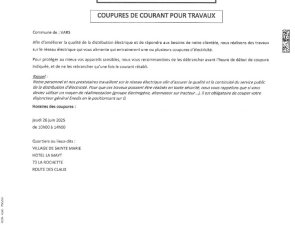 Coupure de courant pour travaux