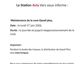 Fermeture de la Station AVIA le 1er juin