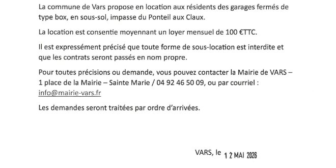 Mise en location à l'année des garages fermés